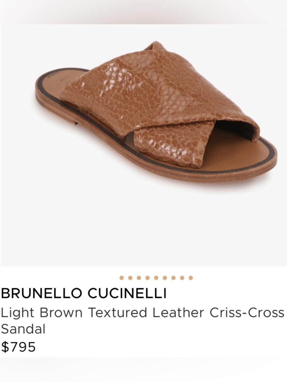 MAKE AN OFFER - BRUNELLO CUCINELLI Tan Croc-Embossed LeatherCross-Strap Slide